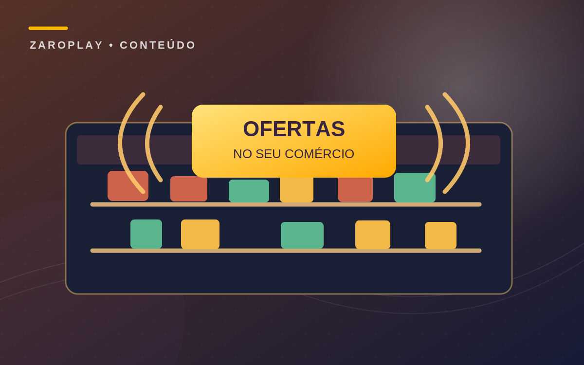 Ilustração editorial de ofertas e comunicação sonora no comércio